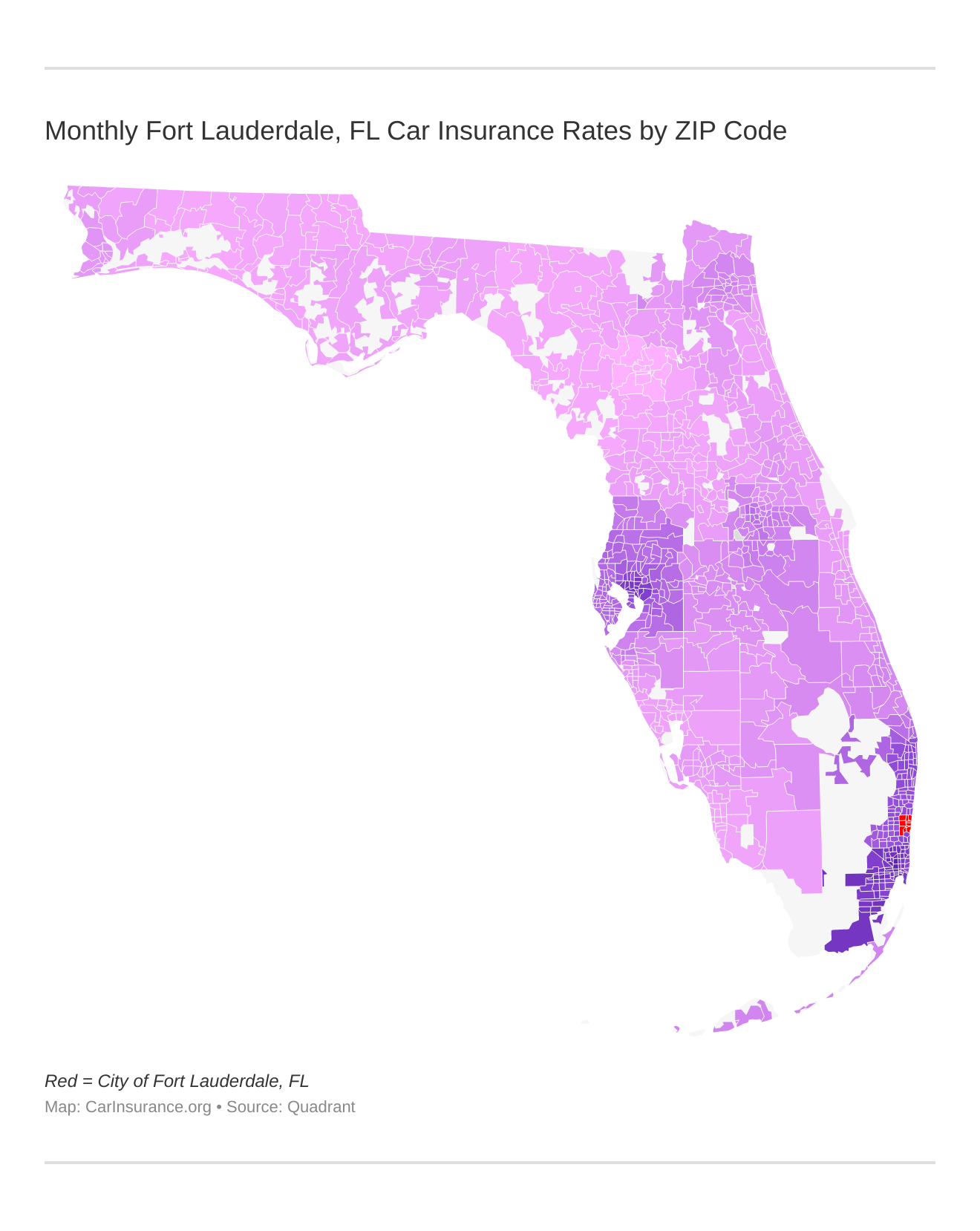 Monthly Fort Lauderdale, FL Car Insurance Rates by ZIP Code